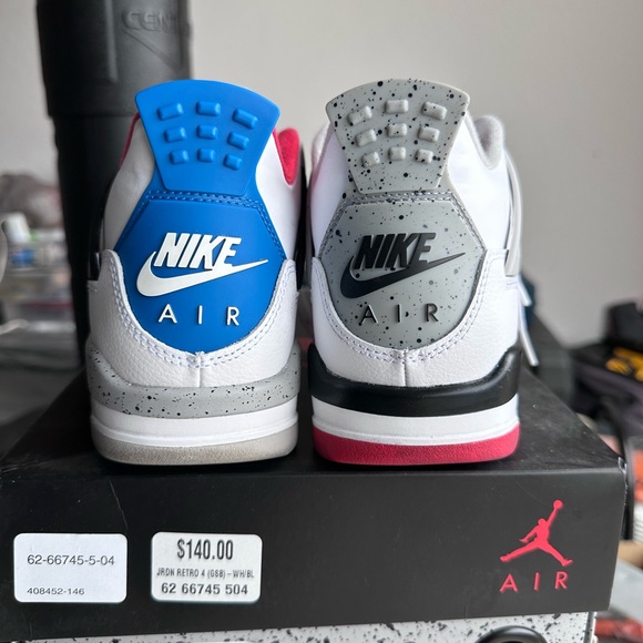 Jordan Men's Sneakers in White with Red and Blue Highlights - Picture 3 of 5